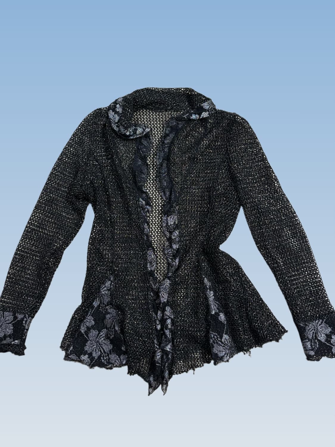 빈티지 을지로 히피 플라워 시스루 은사 가디건 상품이미지1