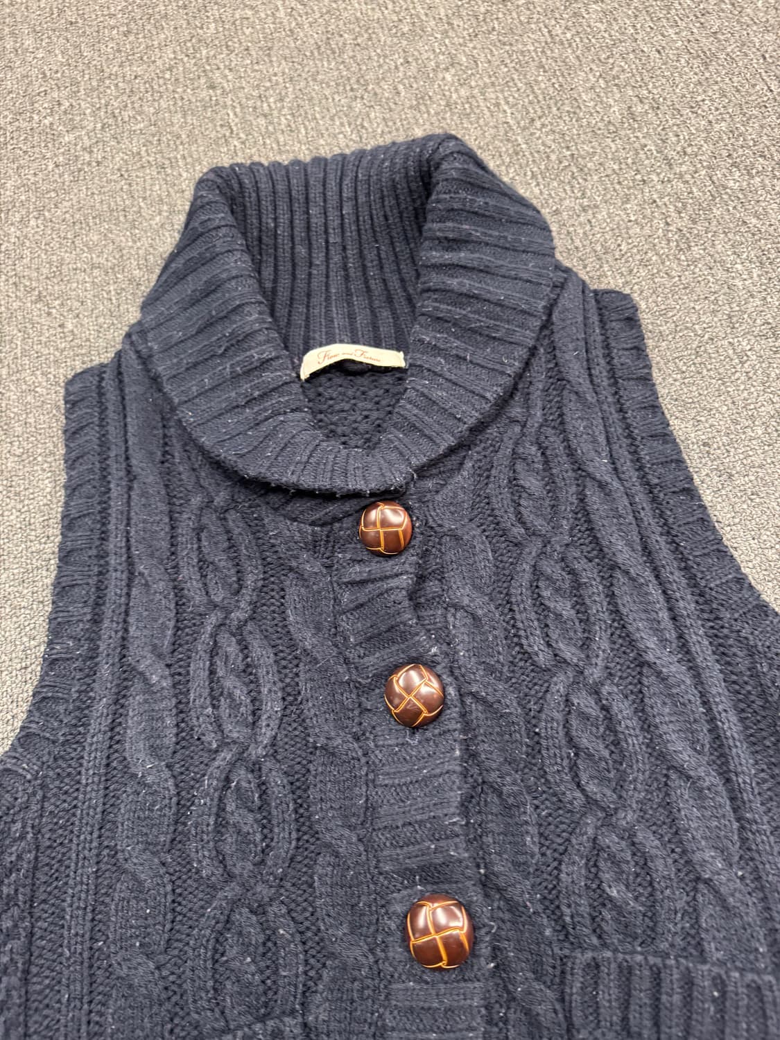 M)Japanese vintage 여성 네이비 케이블 니트 조끼베스트 상품이미지2