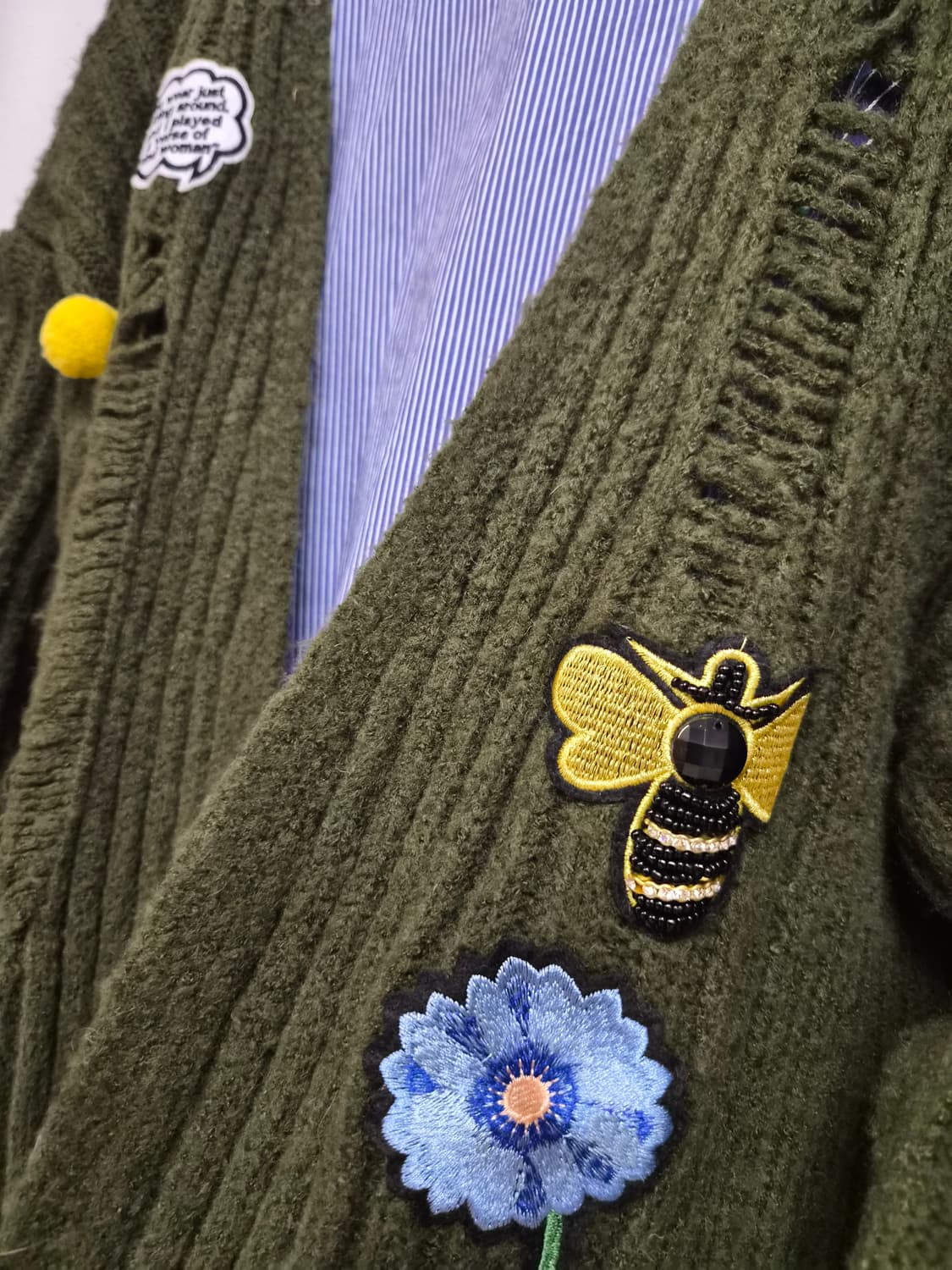 씨 골지 자수와팬 롱니트 아우터 상품이미지4