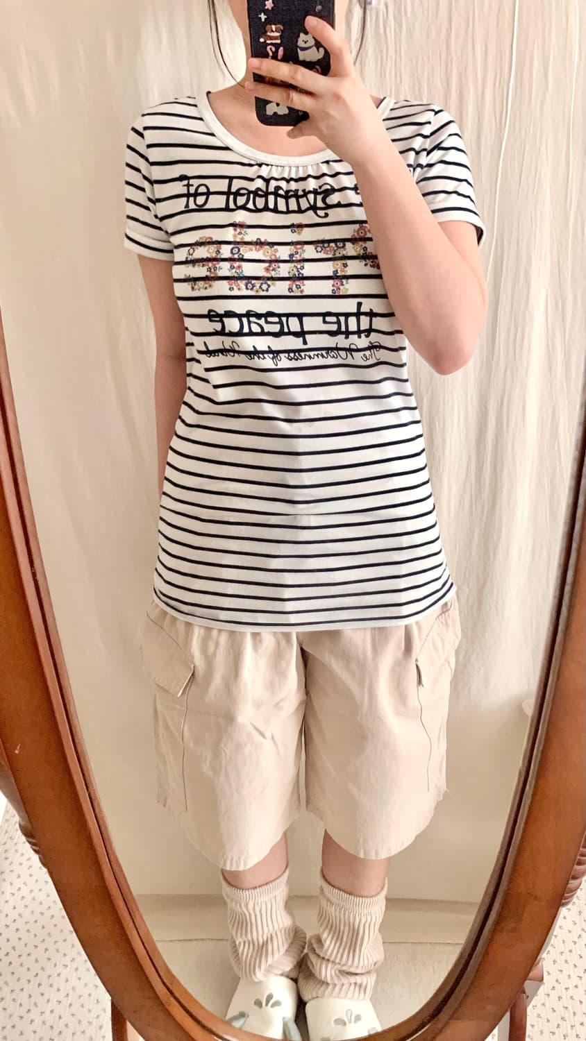 모리 플라워 스트라이프 티셔츠 상품이미지3