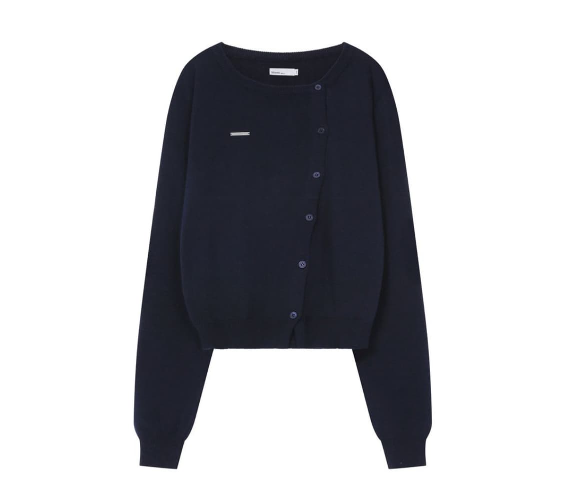 미세키서울 Unbalanced knit cardigan, navy 상품이미지1