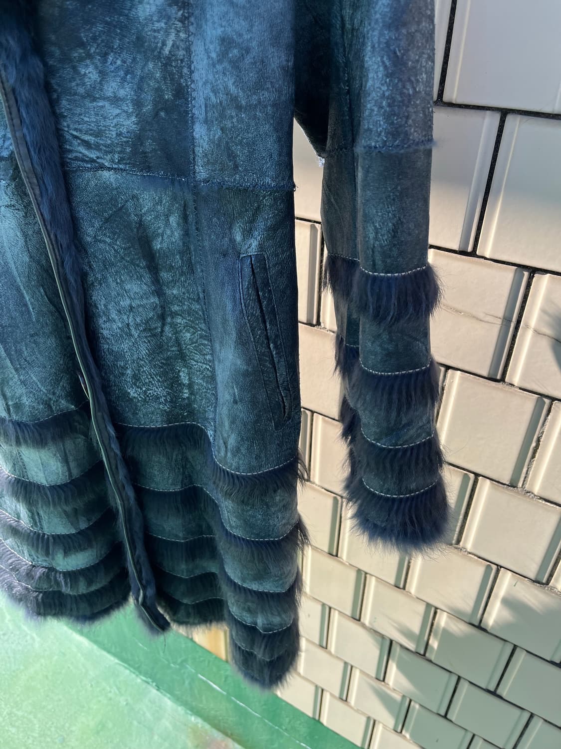 Rabbit skin fur Reather coat 상품이미지6