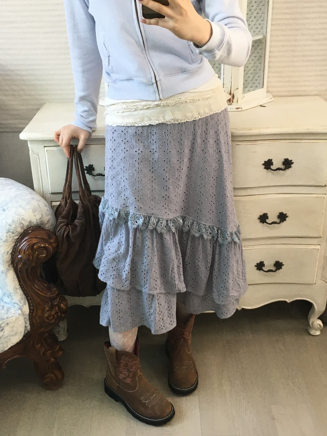 jpn vintage sora crochet lace cancan sk 상품이미지3