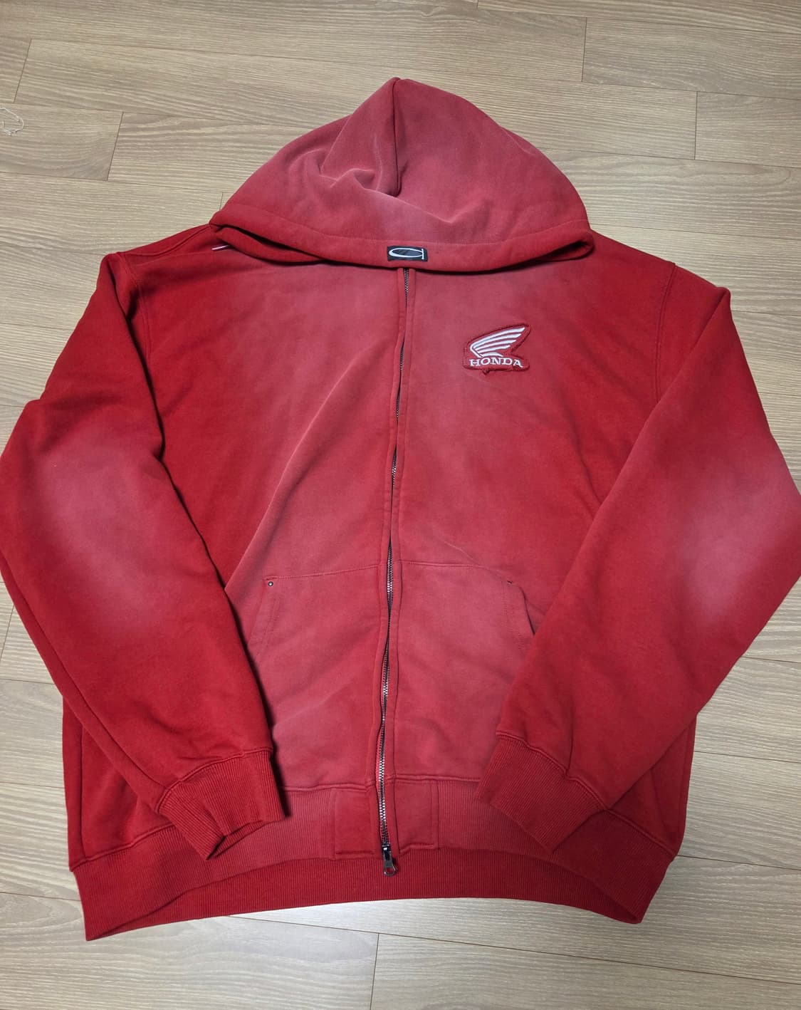 혼다 스터드 윙 워싱 후드집업 다크레드 상품이미지3
