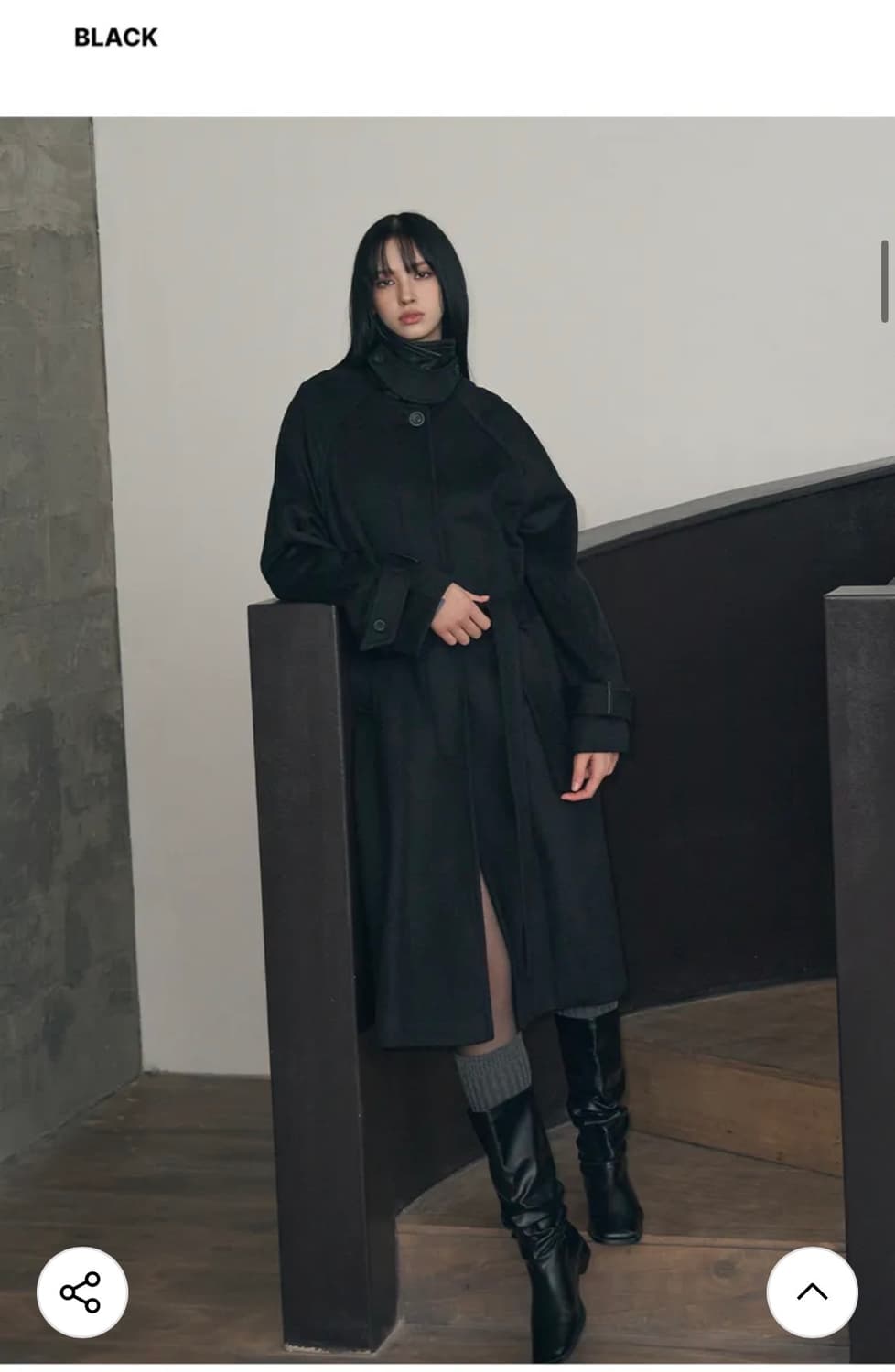 (새상품)(S) [송이송이 PICK] 레더리 캐시미어 발마칸 로브 코트 상품이미지5