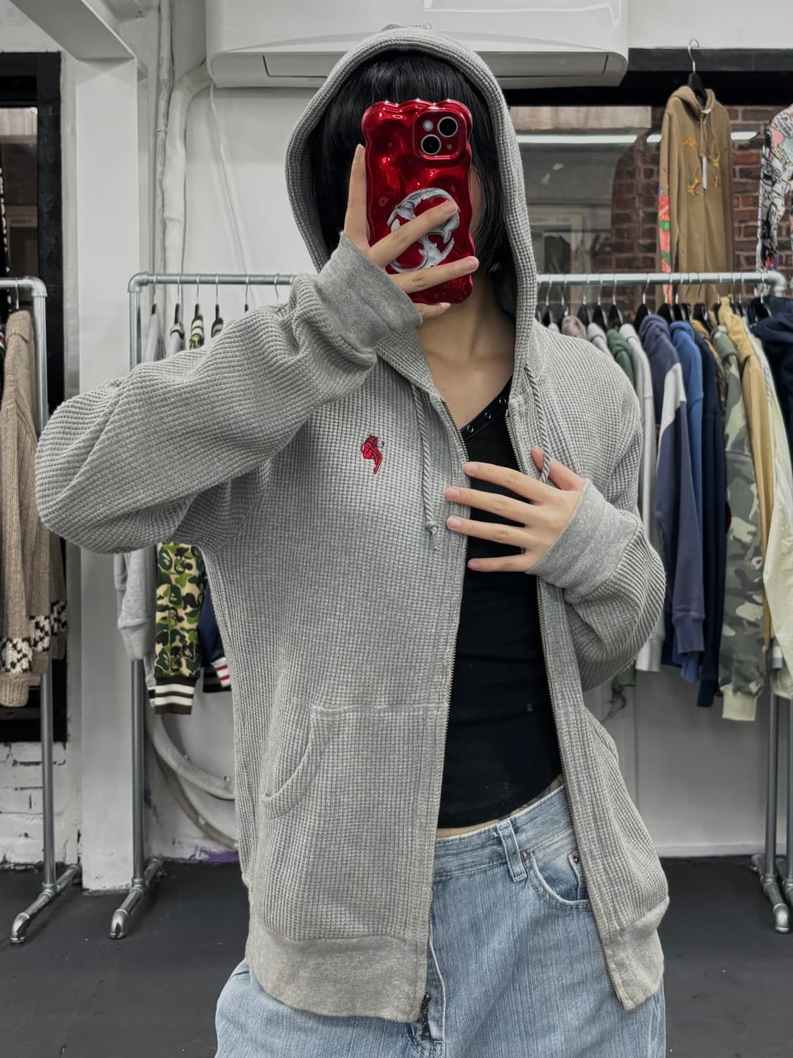 히스테릭 글래머 데빌걸 와플 후드집업 상품이미지1