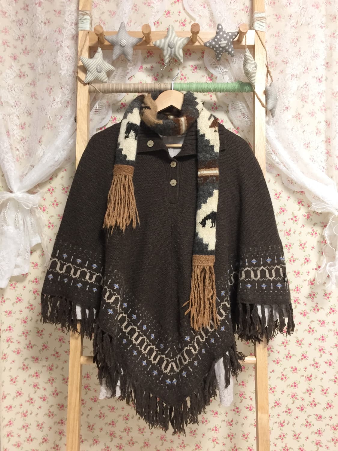 빈티지 히피에스닉 태슬 케이프 상품이미지2