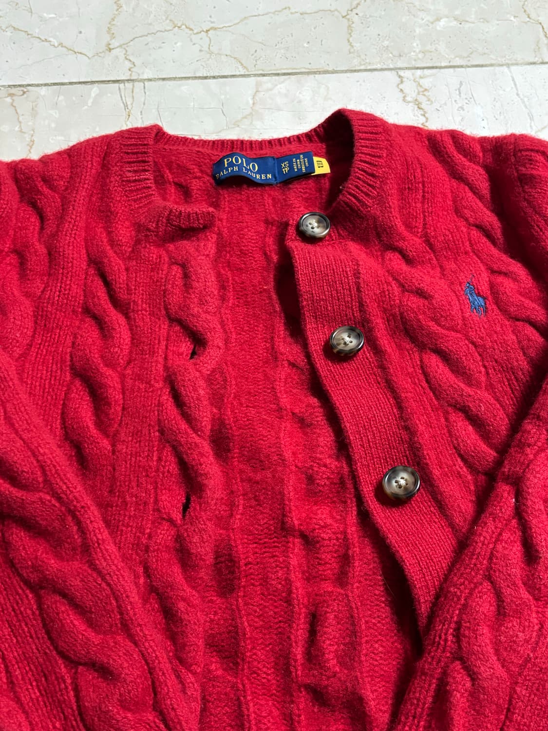 폴로 랄프로렌 울 캐시미어 가디건 레드 상품이미지5