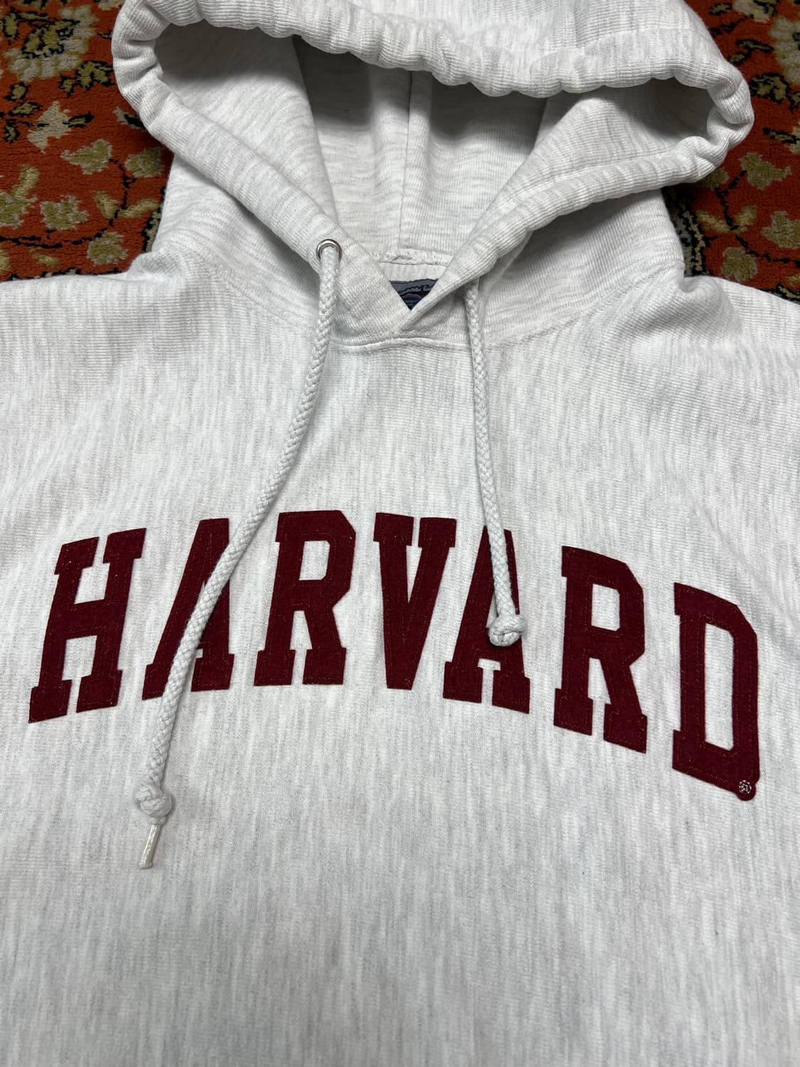 [M] 챔피온 00s 빈티지 리버스위브 하버드 오트밀 후드티 상품이미지4