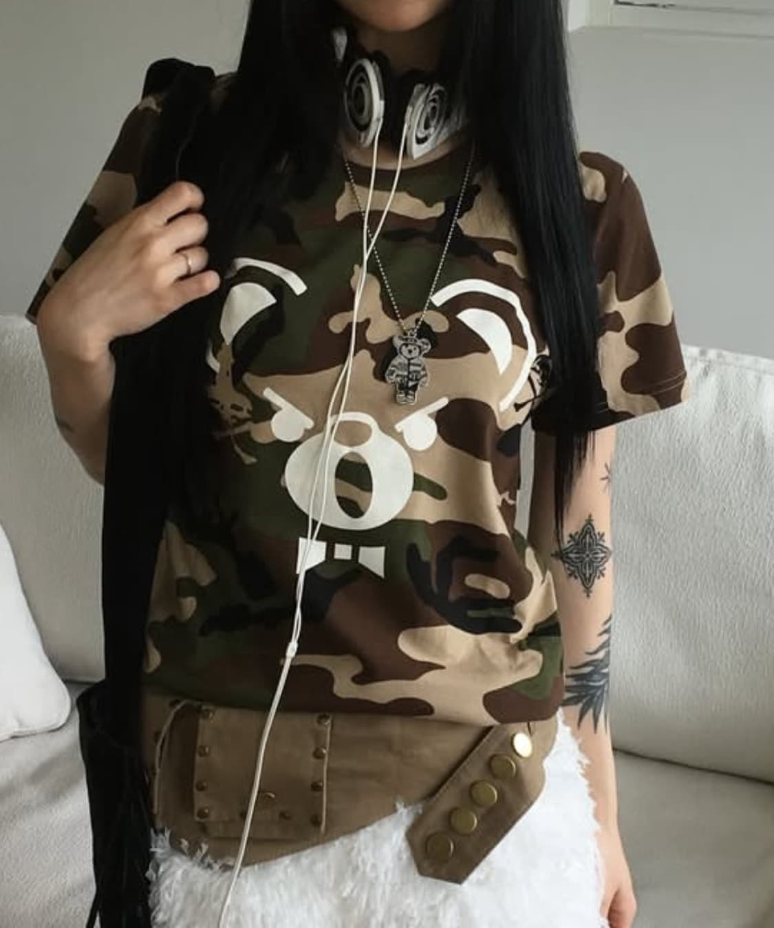 히스테릭글래머 퍽베어 카모 반팔 상품이미지1