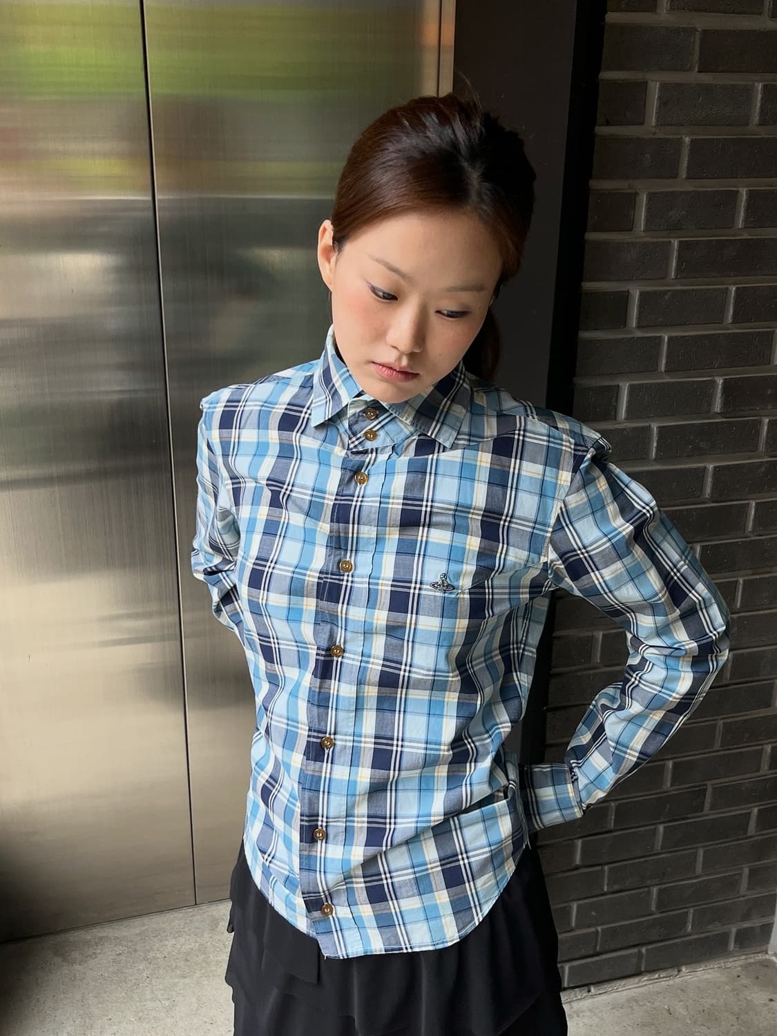 Vivienne westwood 비비안웨스트우드 하이넥 로고 셔츠 상품이미지1