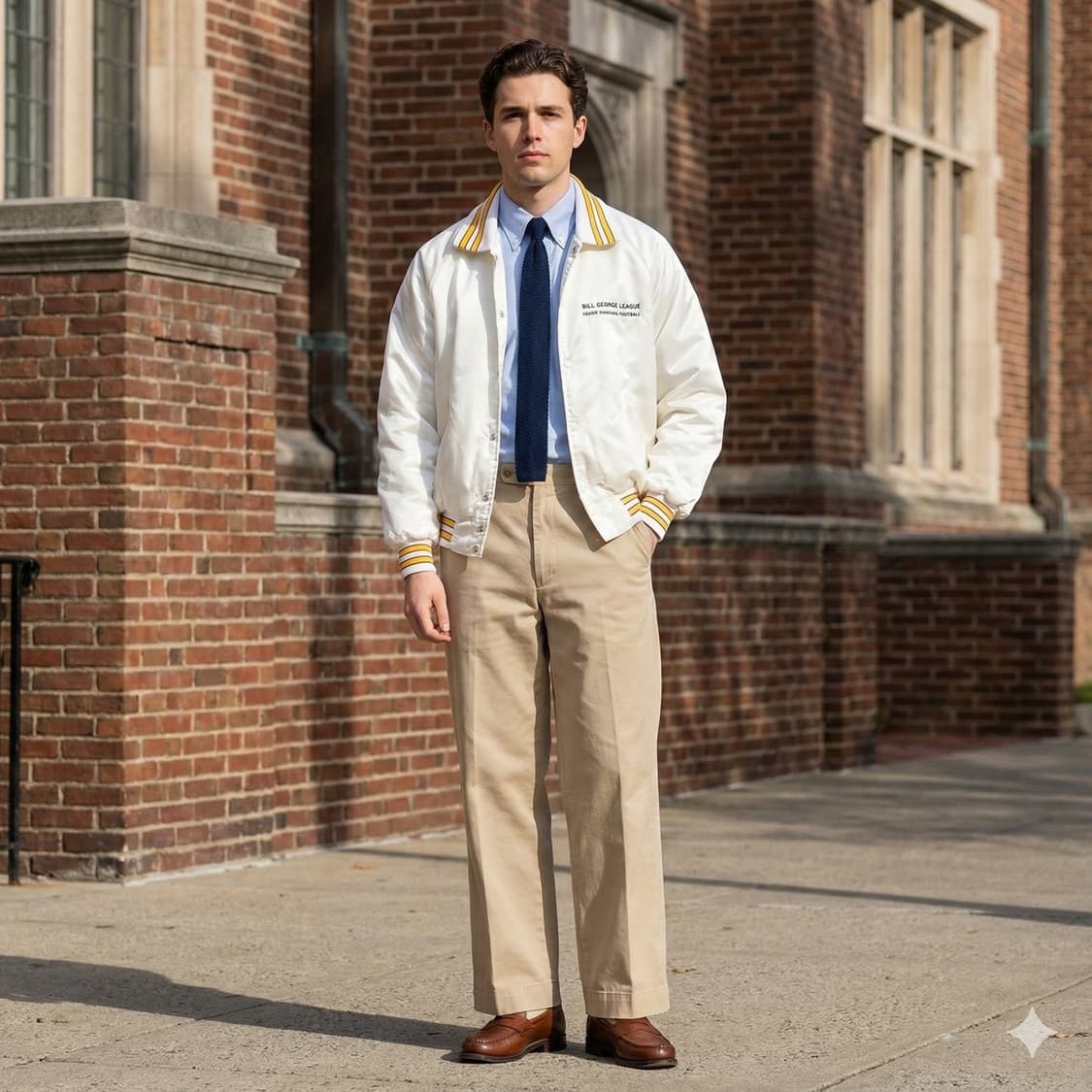 80s Harvard Clothing 화이트 새틴 바시티 상품이미지9