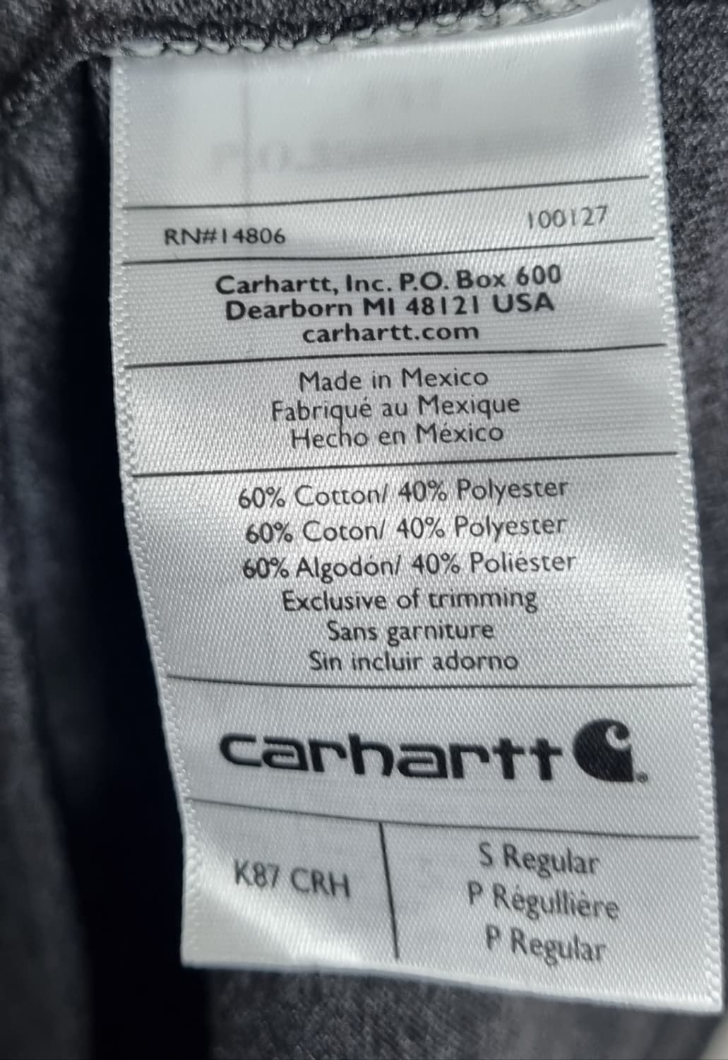 S ) 칼하트 오리지널핏 다크그레이 포켓 반팔티 상품이미지4