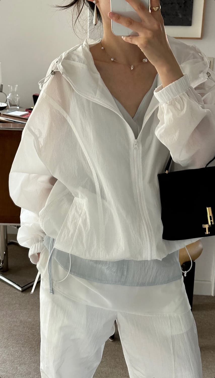 리본빛 Nylon Wind Jumper 윈드 점퍼 화이트 상품이미지7