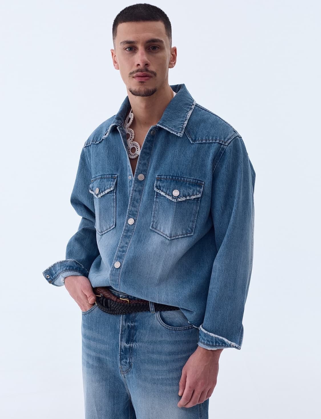 렉토 rc 오가닉 데님 셔츠 블루 m 상품이미지1