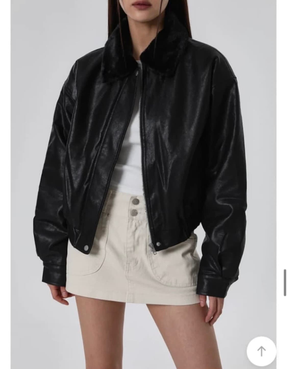 블랙업 퍼 레더자켓 블루종  상품이미지1