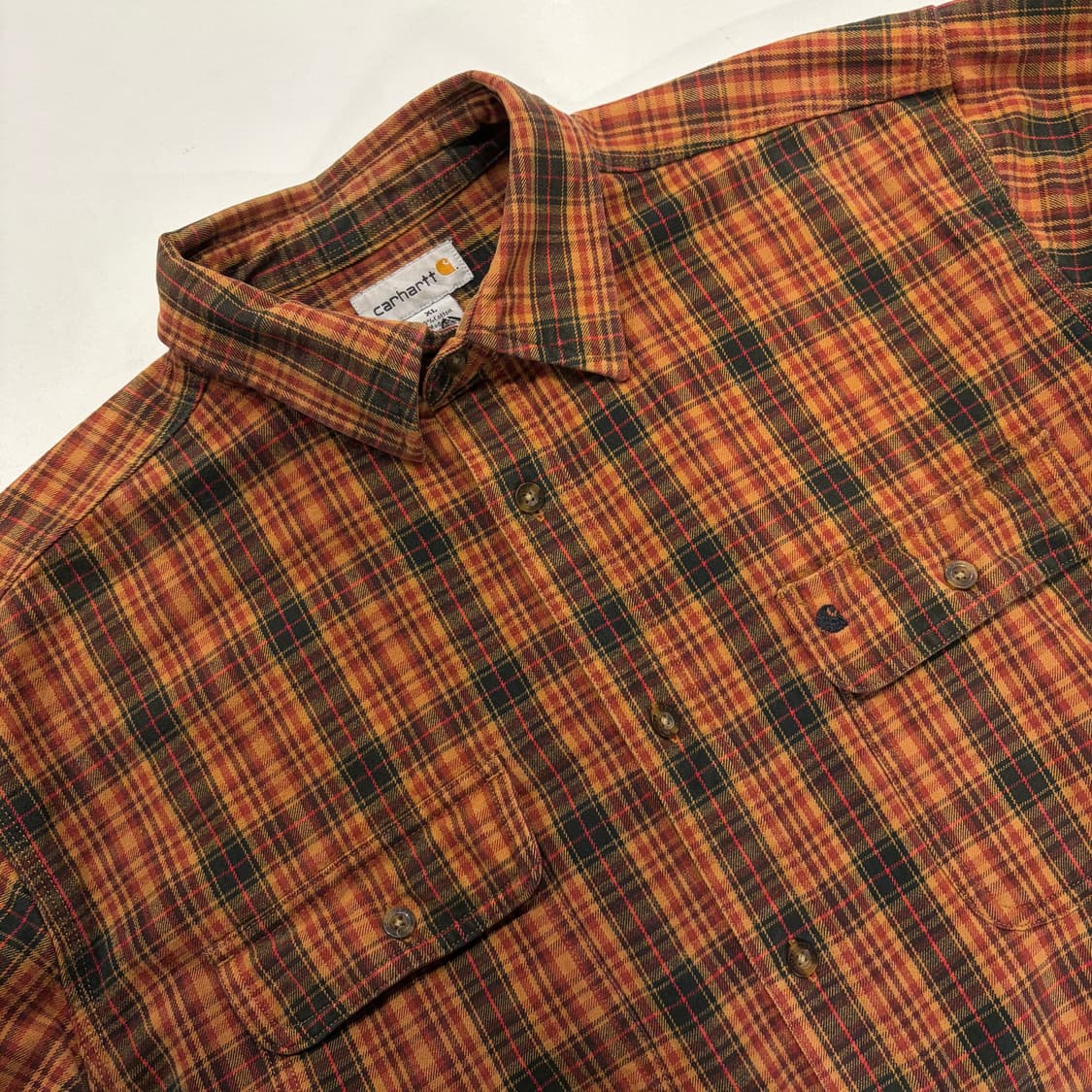 [XL] 12FW 칼하트 오렌지 체크 셔츠 B244 상품이미지3