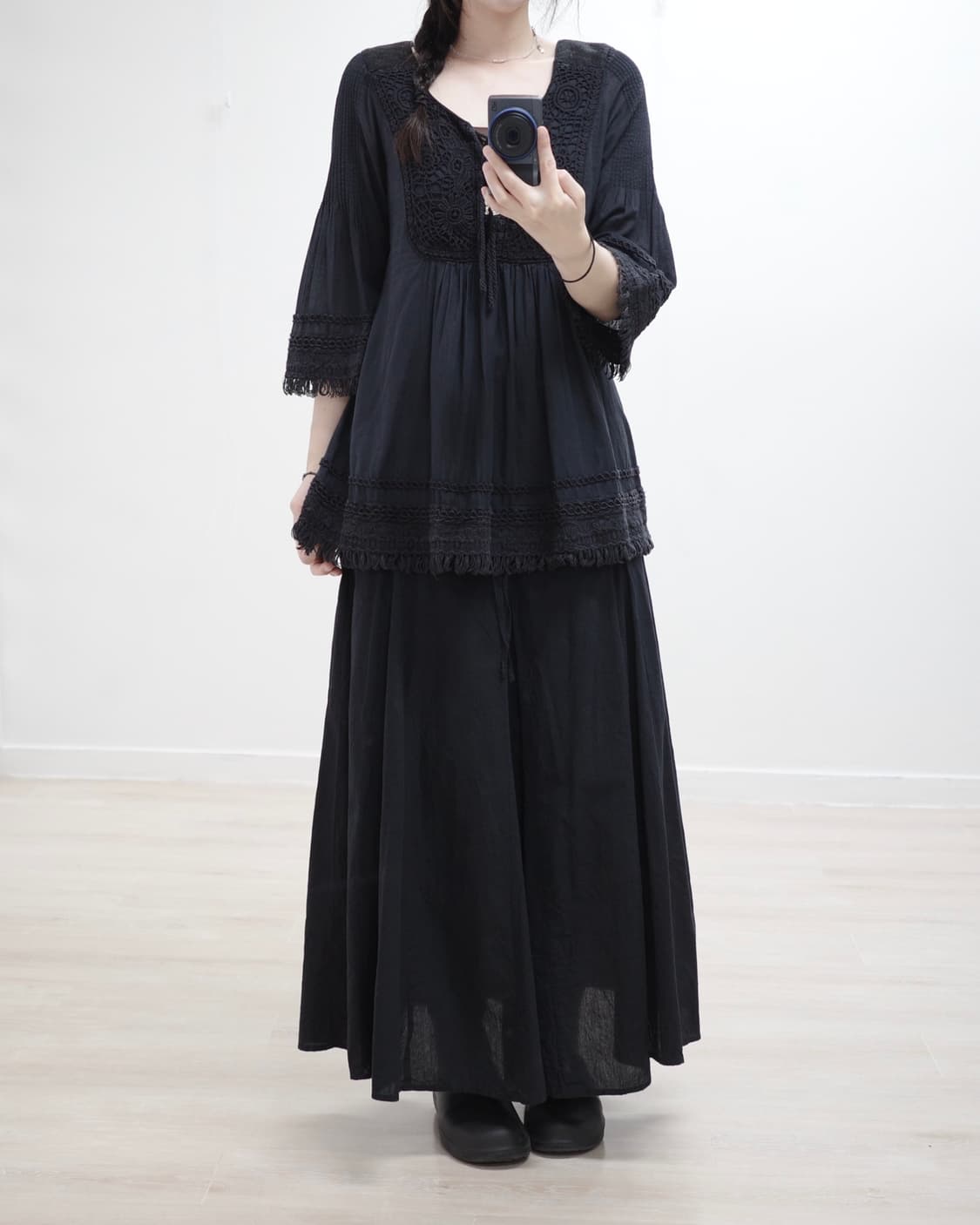 Oriental black tassel blouse 상품이미지3