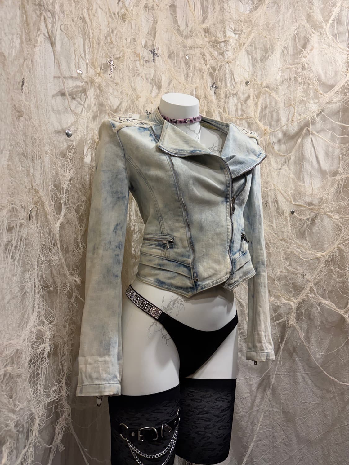 Oriental cubic washing crop zip  jacket 상품이미지7