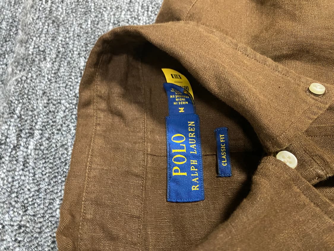 급처! 최신형 QR택 린넨 폴로 랄프로렌 브라운 셔츠 상품이미지4