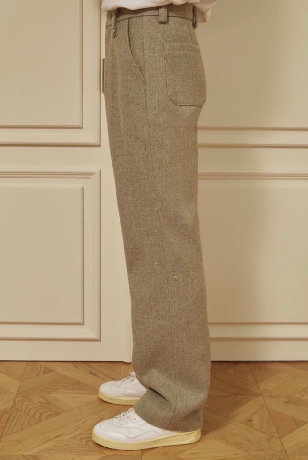 STU 에스티유 스냅 울 슬랙스 바지 그레이 브라운 M 상품이미지4