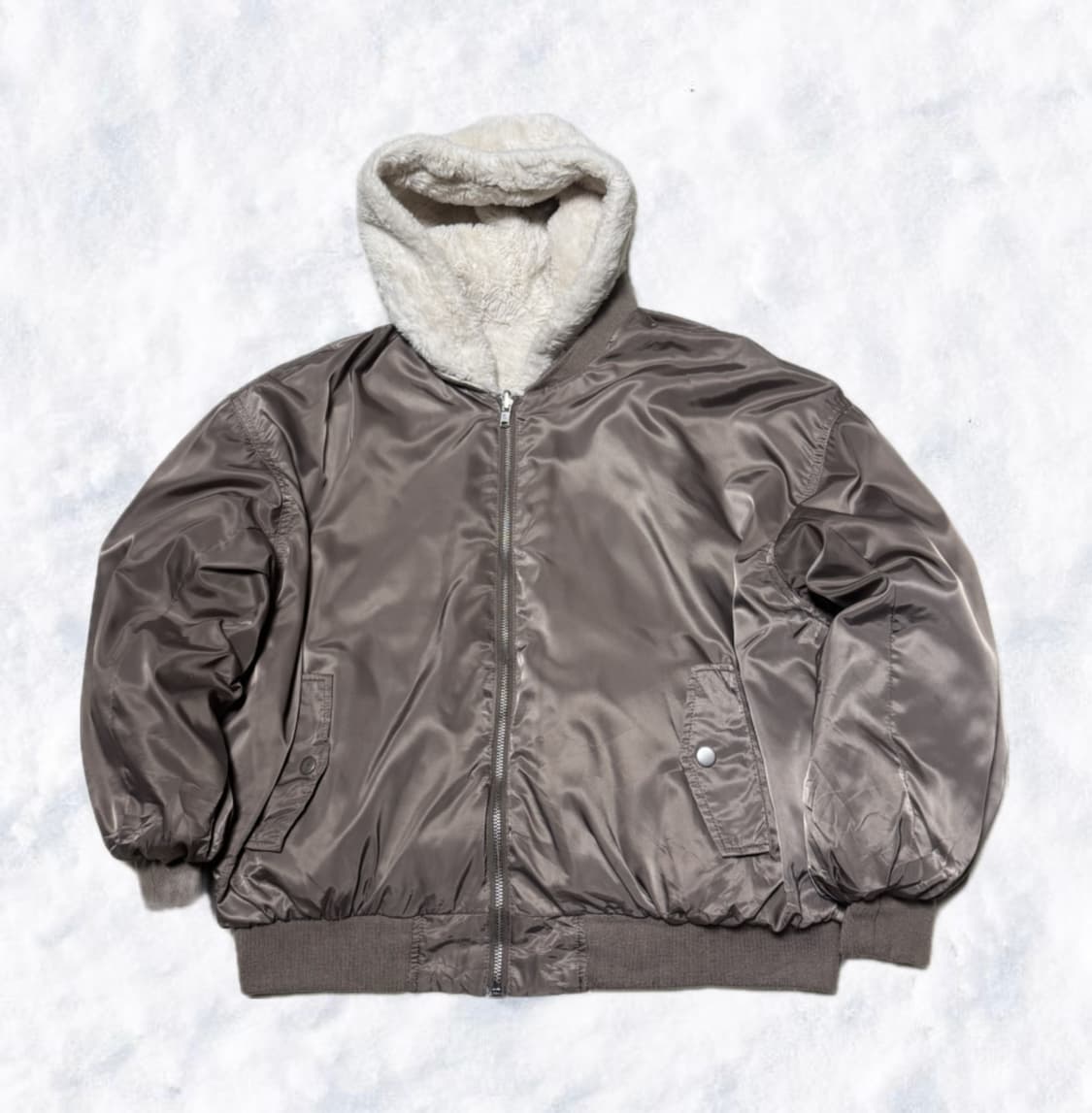 Japanese vintage GRL 카키브라운 리버시블 퍼 항공점퍼  상품이미지1