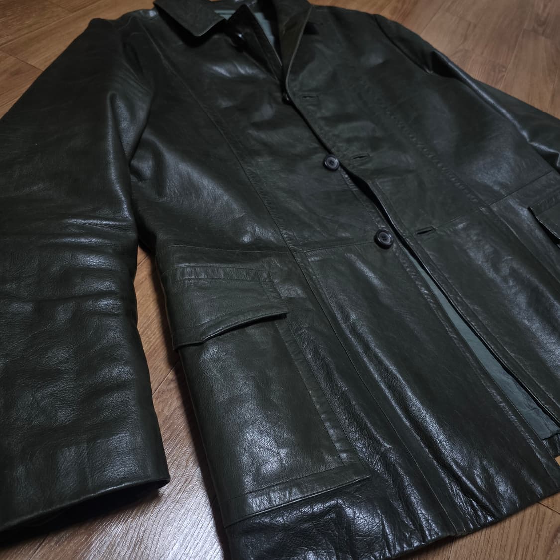 아르마니 카키 가죽자켓 105 상품이미지7