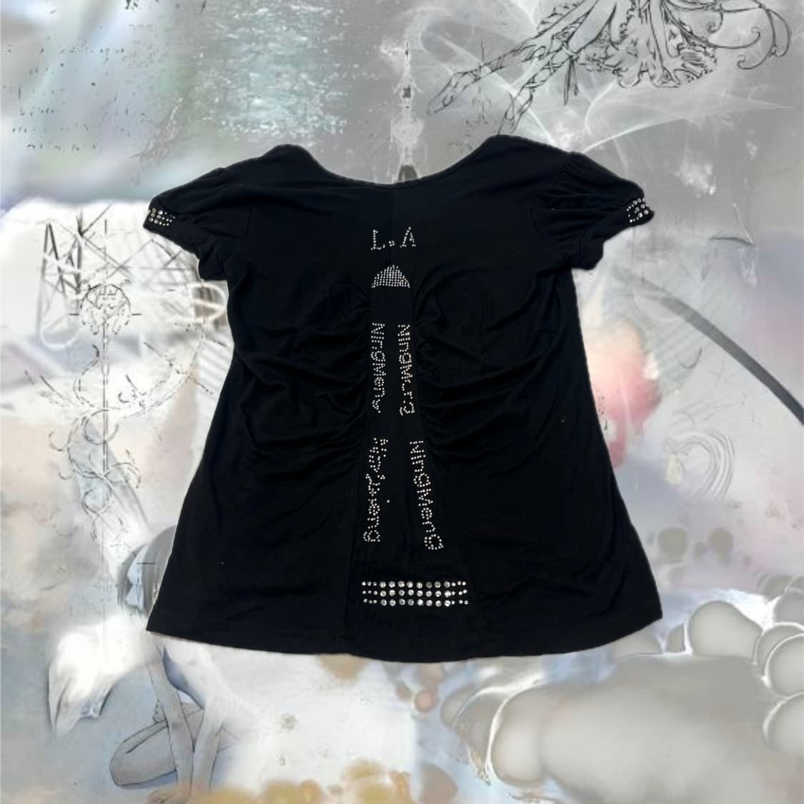 00's Cubic Glitter shirring t-shirt 상품이미지5