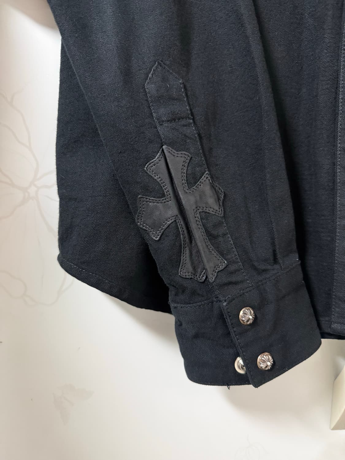 크롬하츠 웨스턴 셔츠 블랙 레더패치 M 상품이미지4