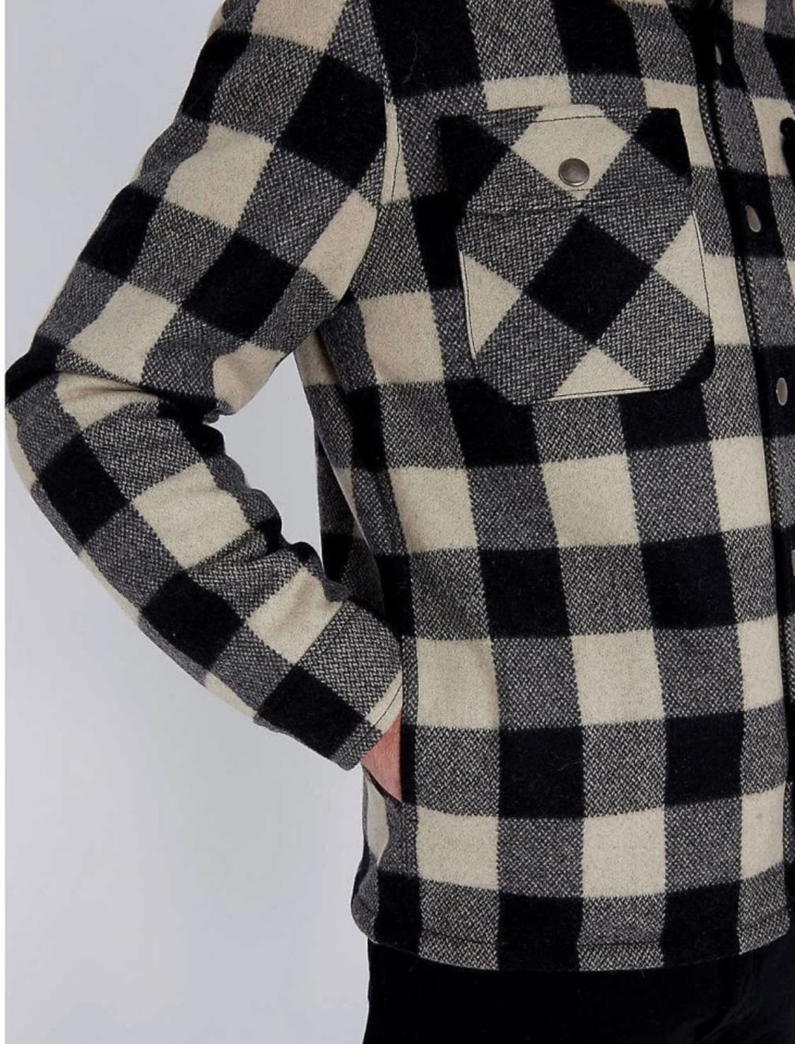 산드로 lumber 체크 셔츠 시어링 자켓 상품이미지2