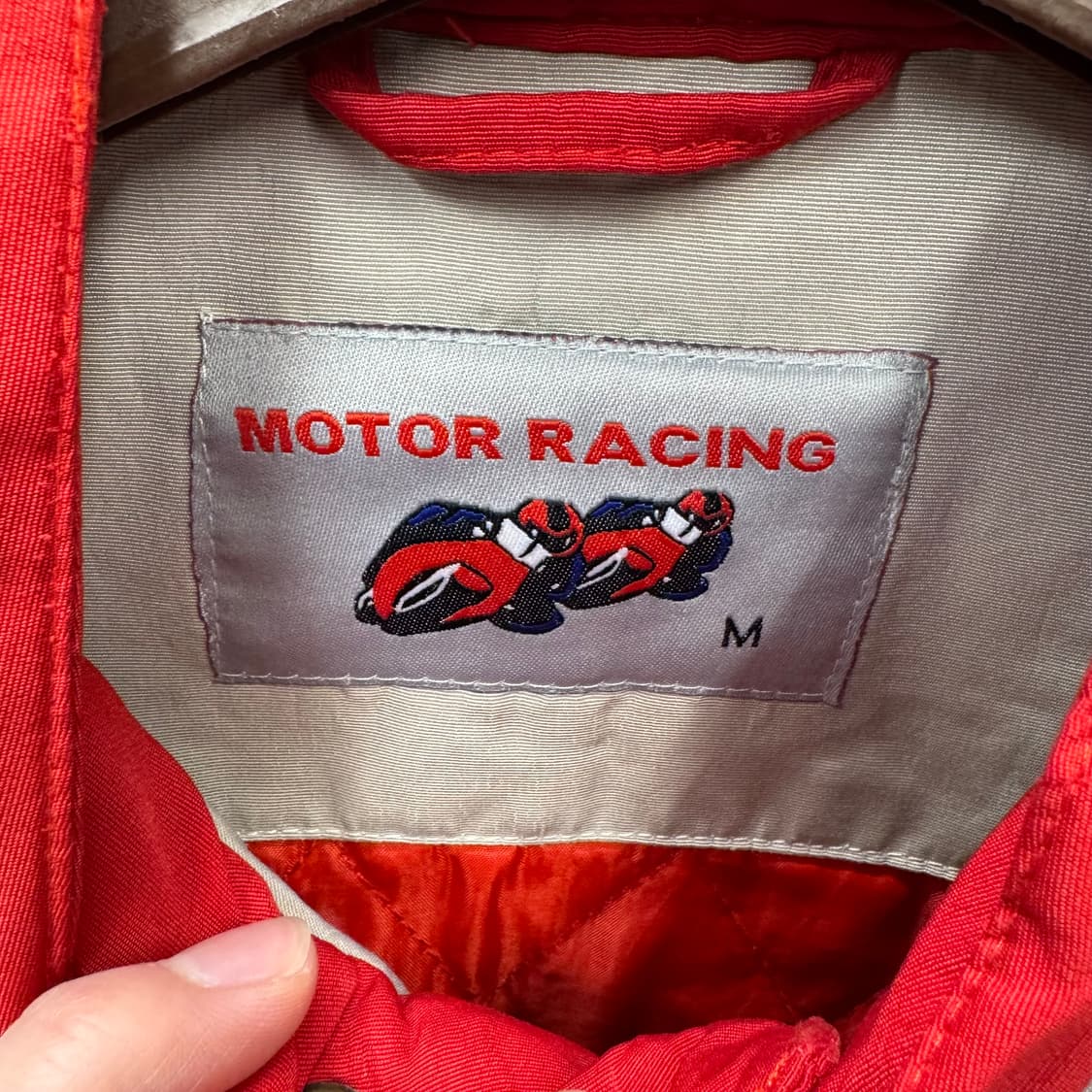00s C&L 모터레이싱 라이더자켓 전후면 패치 디테일 레드 아이보리 상품이미지5