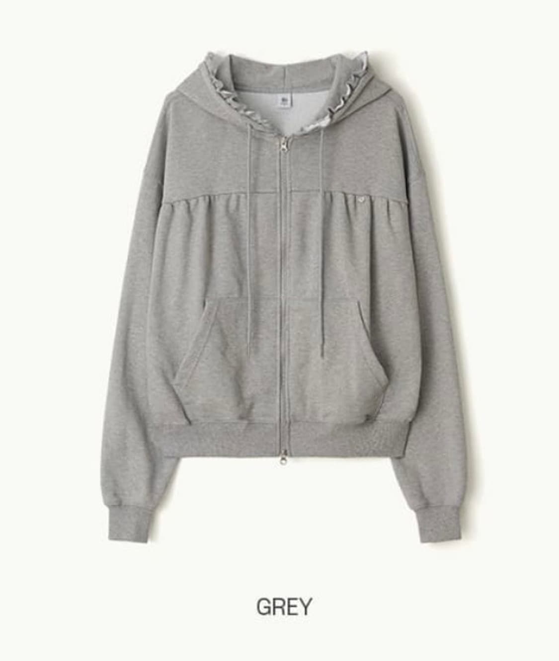 론론 후드집업 PENDANT FRILL HOODIE ZIP UP GREY 상품이미지3