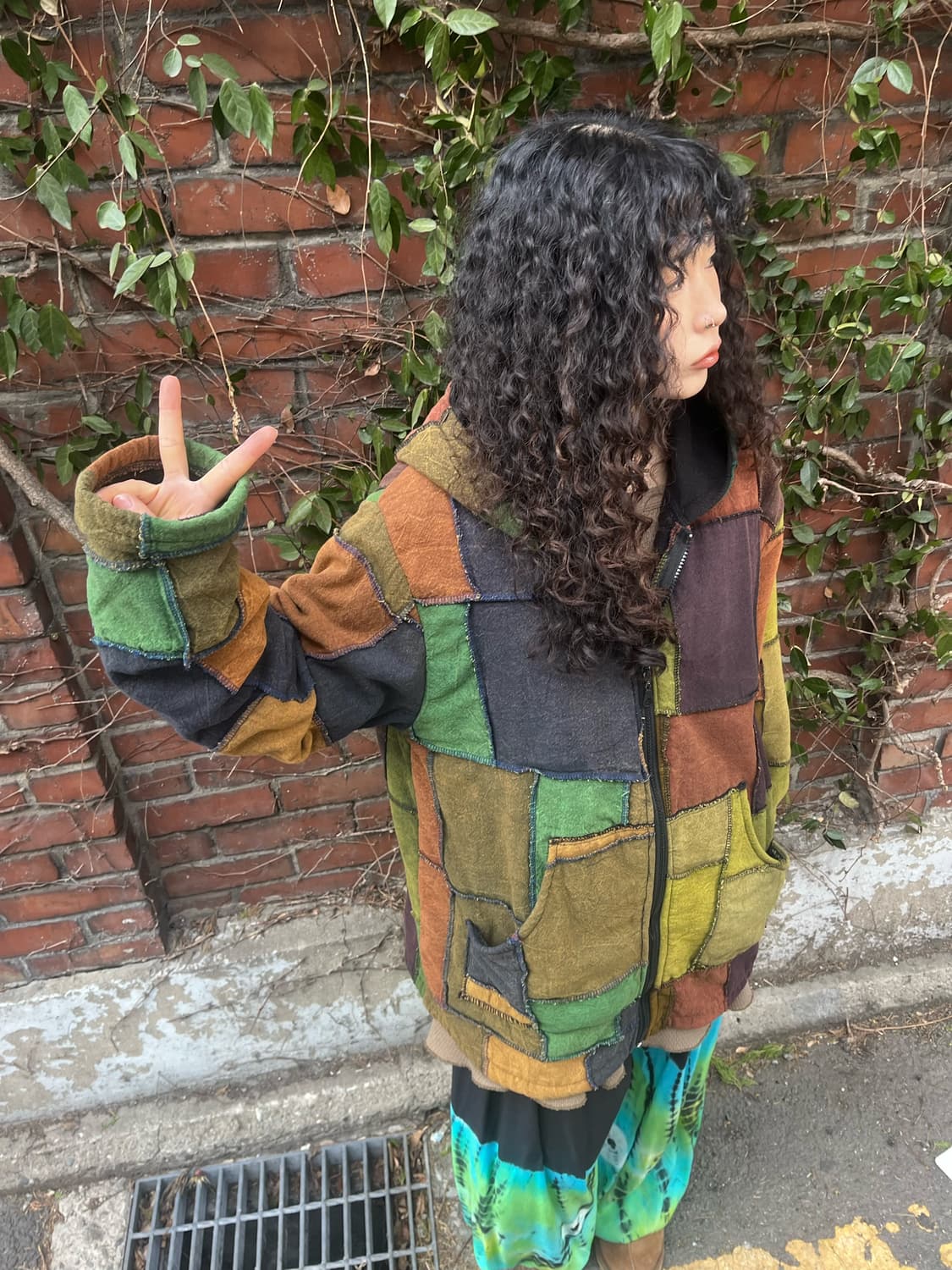 히피 패치워크 후드 집업 아우터 상품이미지3