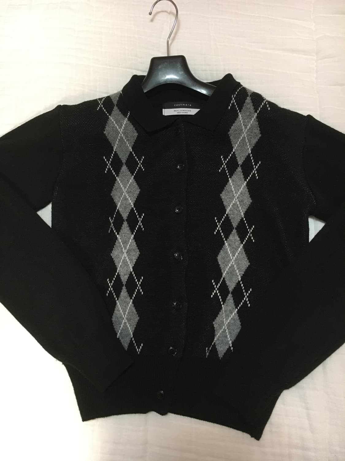 릿킴 아가일 가디건 black 상품이미지3