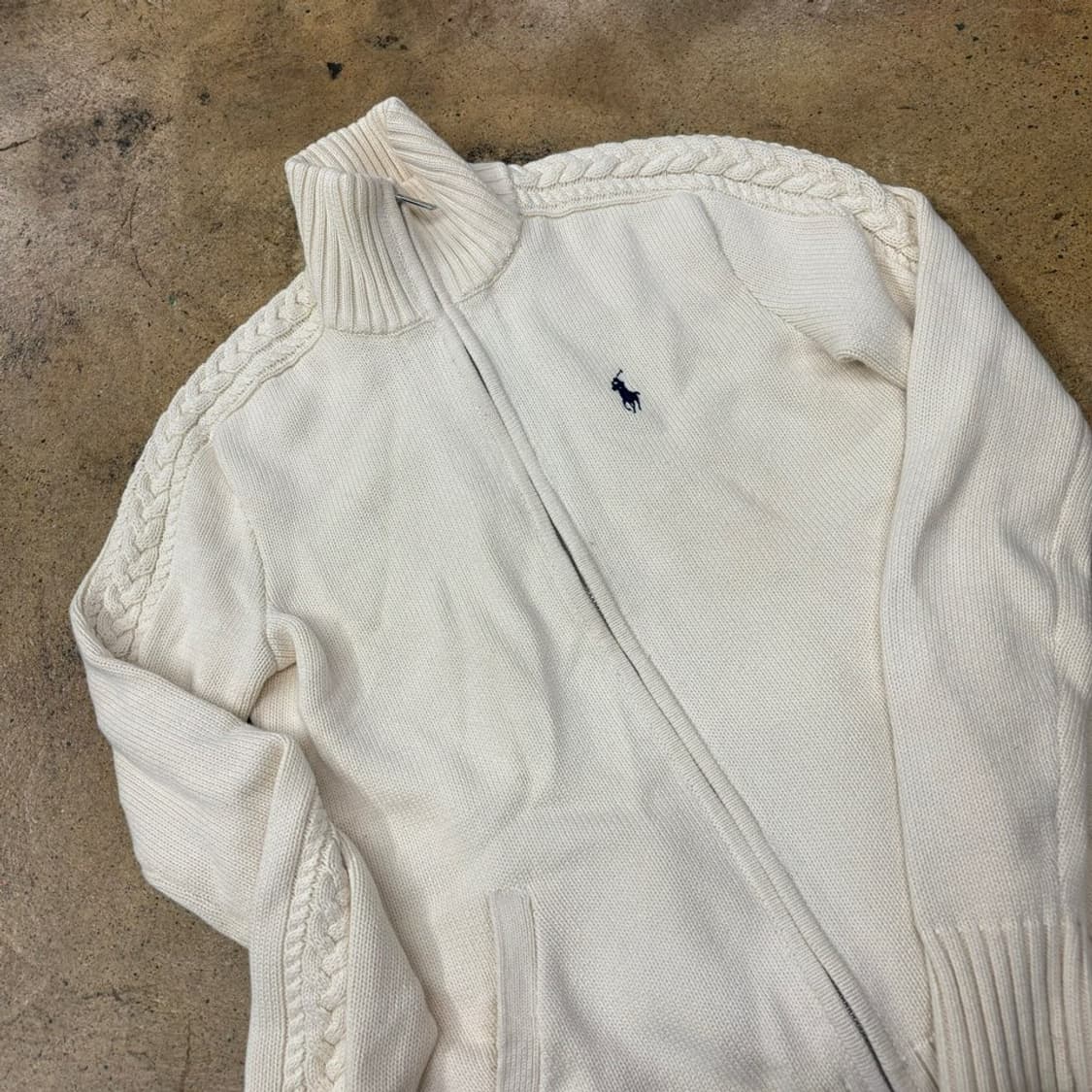 폴로 랄프로렌 화이트 꽈배기 트랙탑 니트 집업 상품이미지1