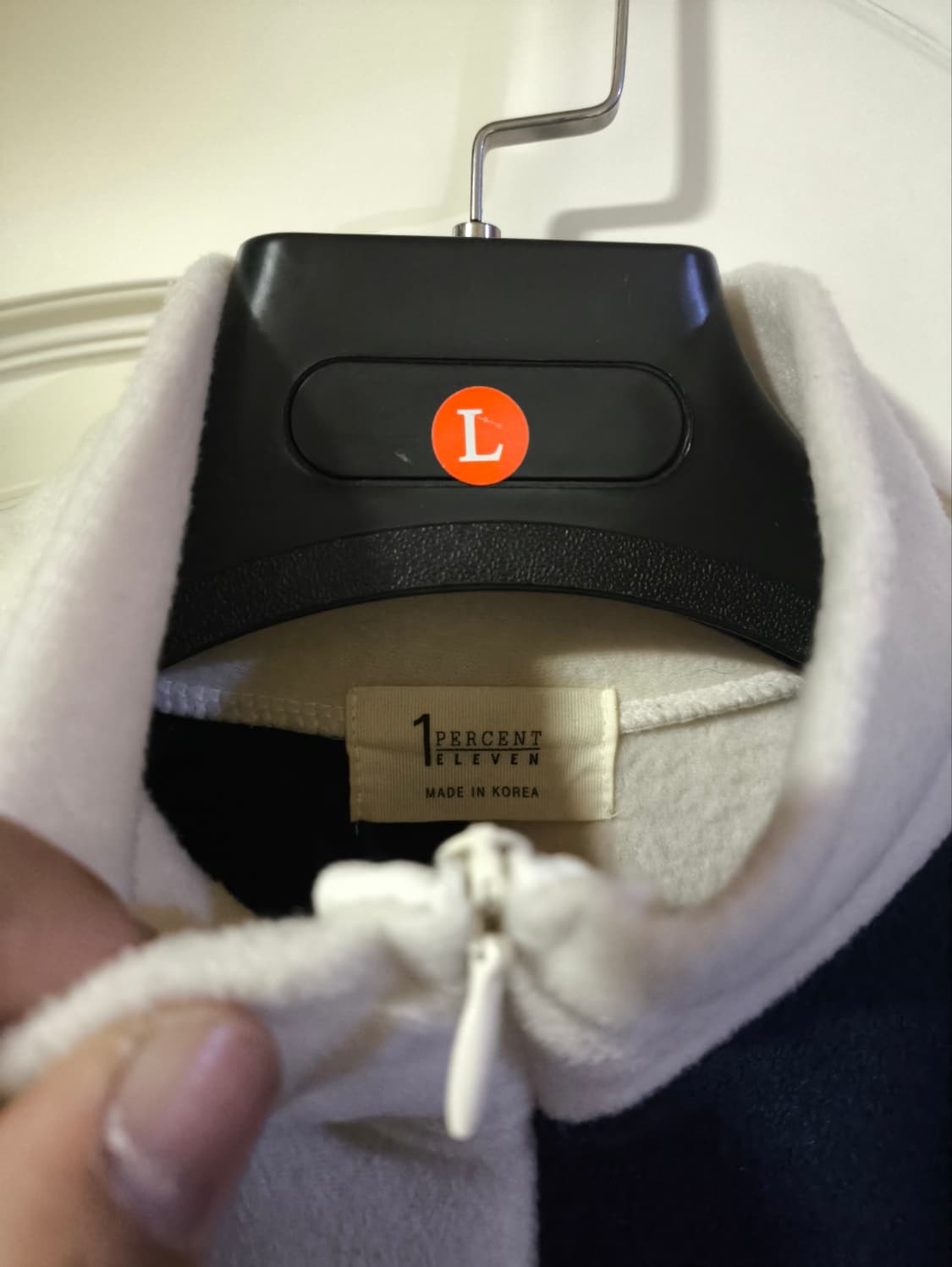 오버핏F 블럭 체커보드 후리스 반집업 상품이미지2