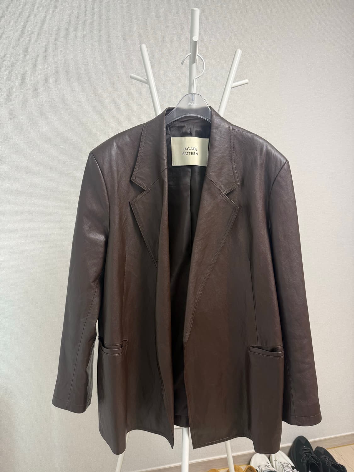 파사드패턴 오버핏 레더 자켓 브라운 M 상품이미지1