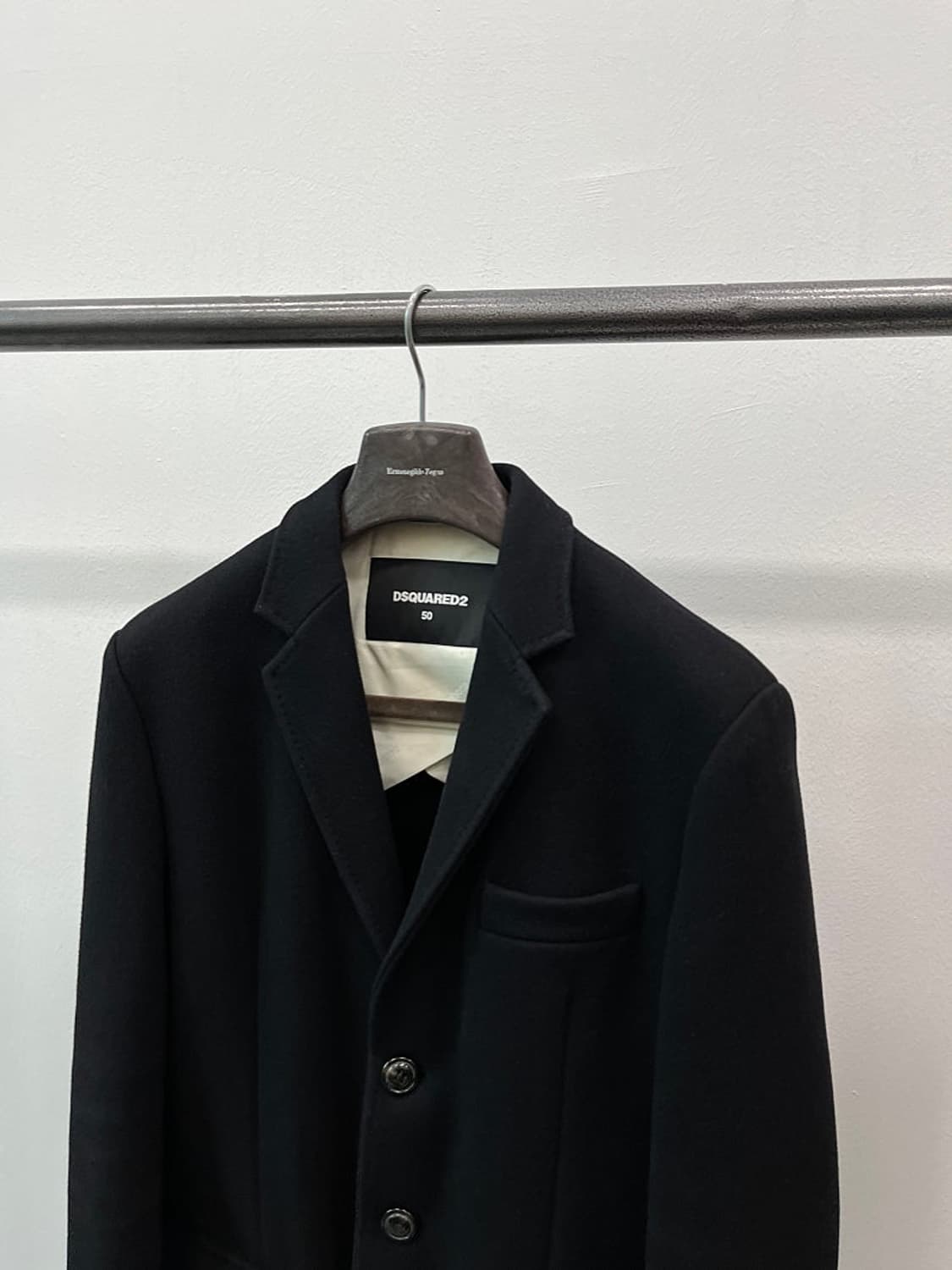 100) 디스퀘어드 블랙 싱글 울코트 상품이미지3