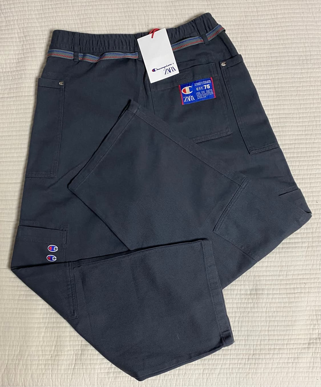 자라 x 챔피온 드로우스트링 카고 팬츠 앤트러사이트 그레이 m 상품이미지9