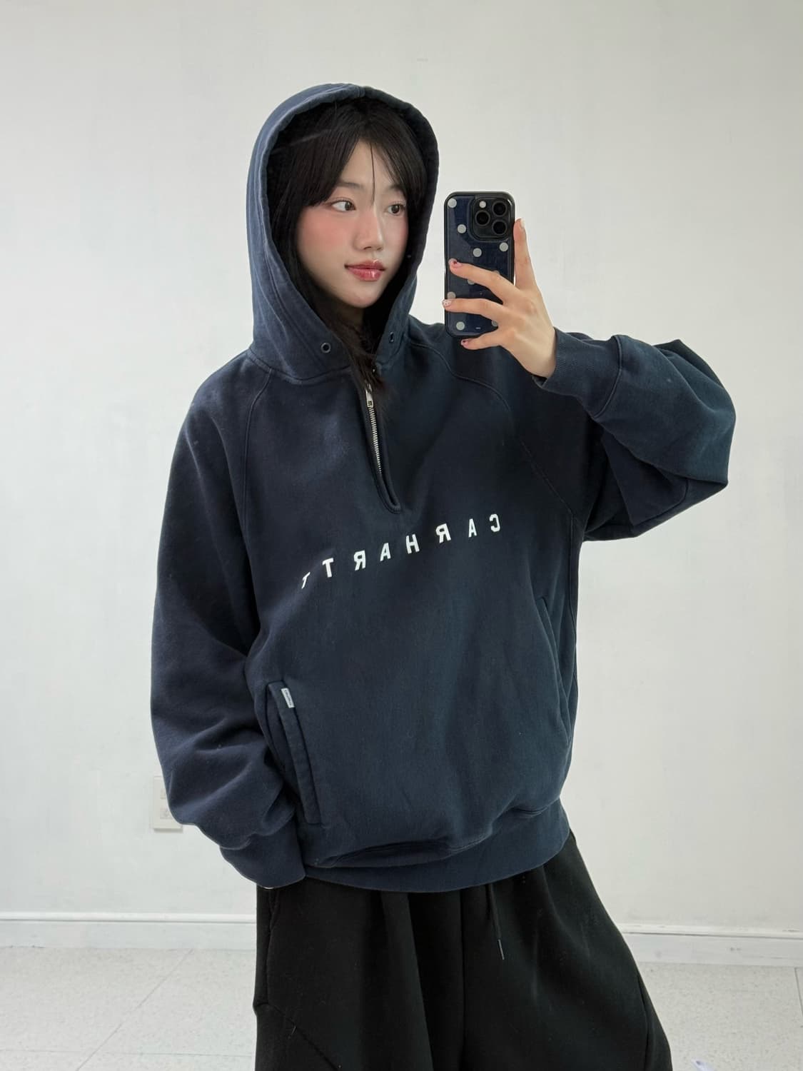 칼하트 wip 네이비 후드 반집업 상품이미지2