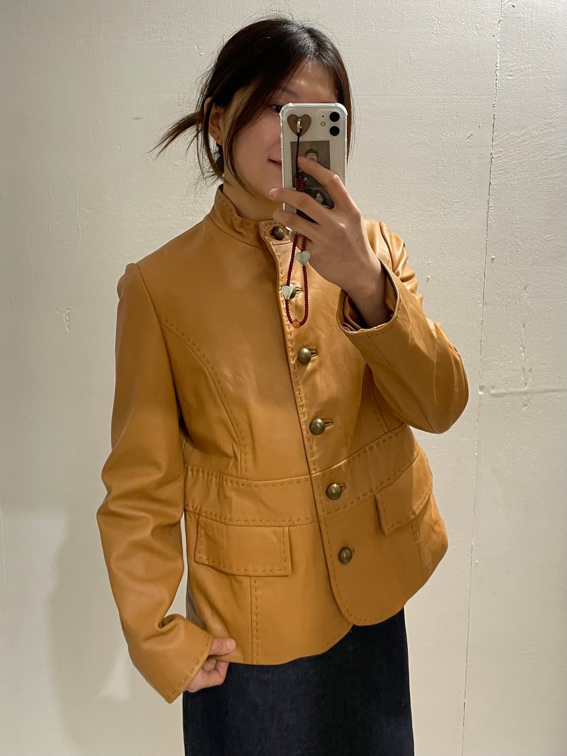 일본 빈티지 스티치 레더 자켓 상품이미지2