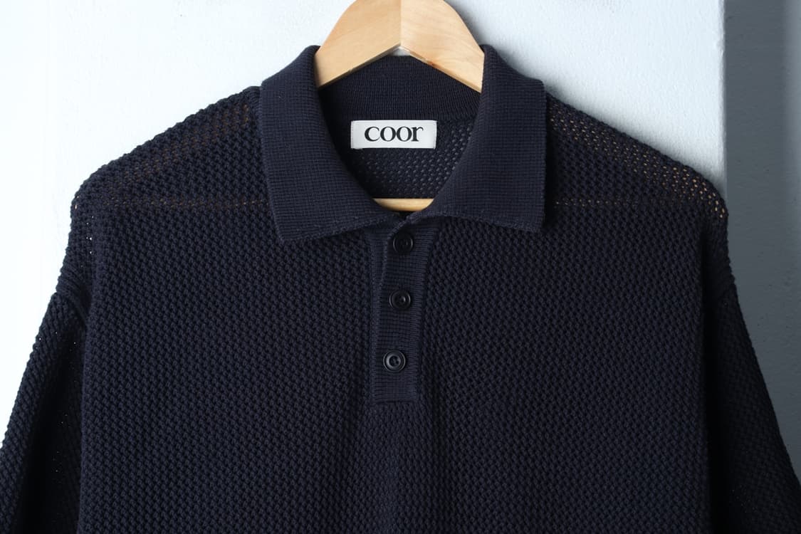 (M-XL) 쿠어 반팔 카라 티셔츠 인기브랜드 니트 네이비-H32068 상품이미지3