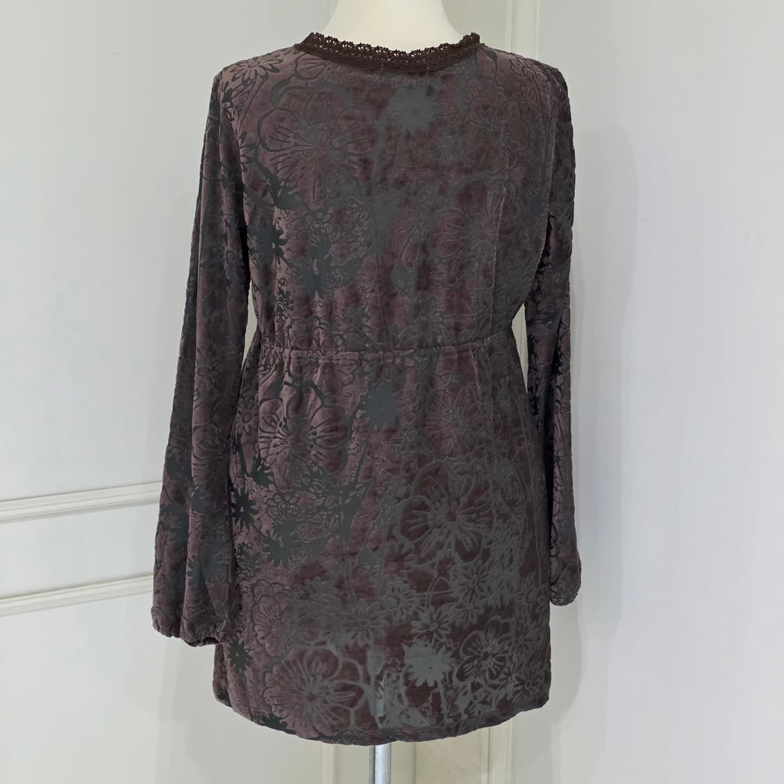 일본빈티지 오리엔탈y2k 브라운x카키 벨벳 롱슬리브 상품이미지3