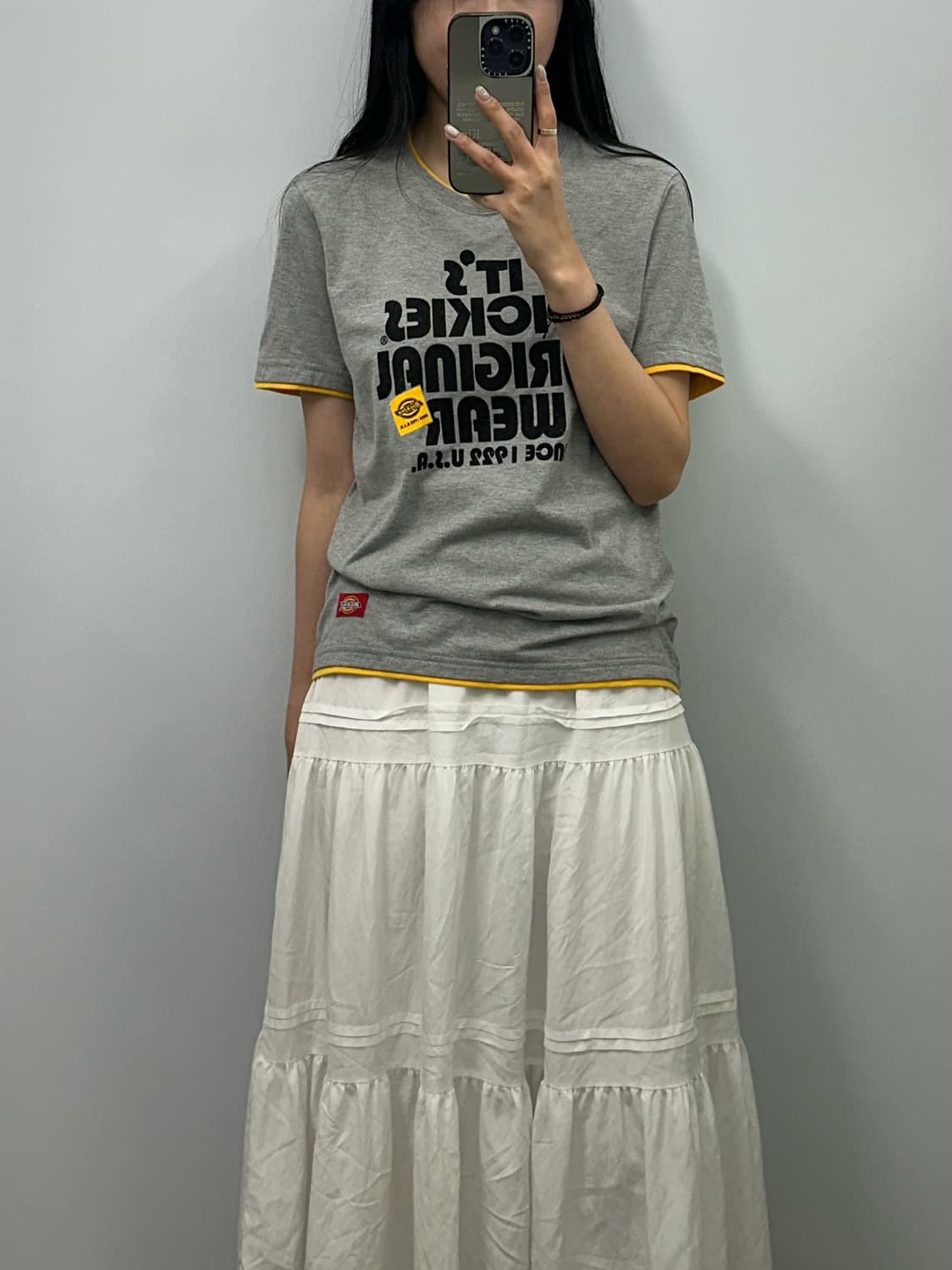 디키즈 y2k 와투케 그레이 반팔 링거 티셔츠 상품이미지1