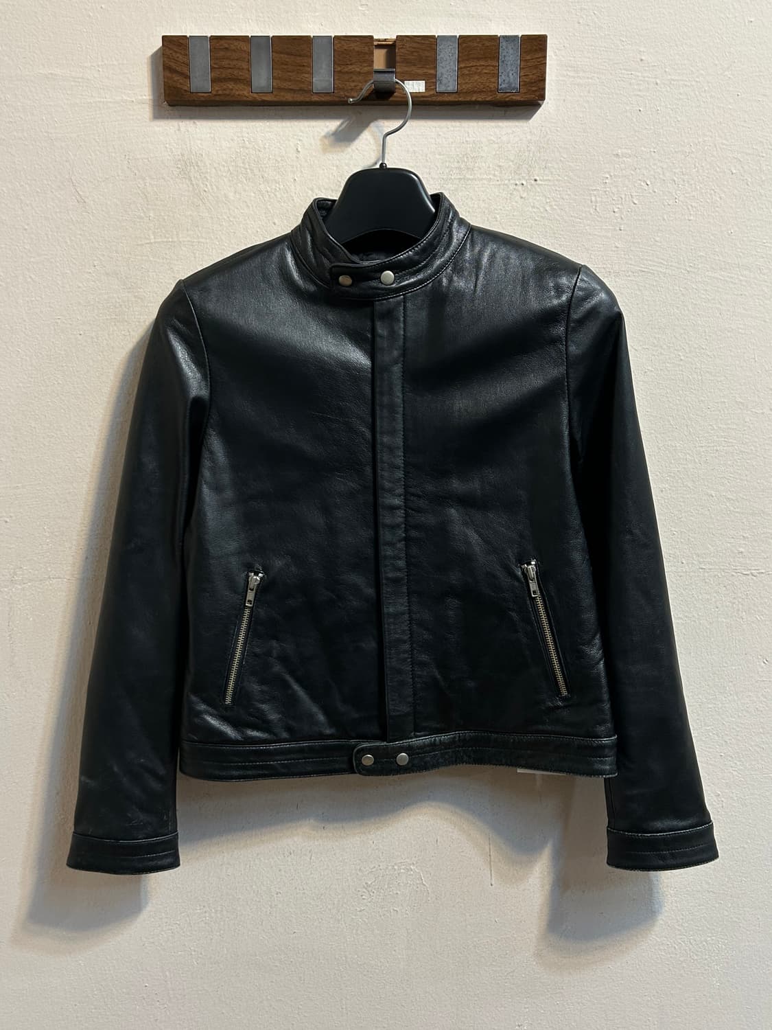 유즈드 블랙 레더 집업 자켓 상품이미지1