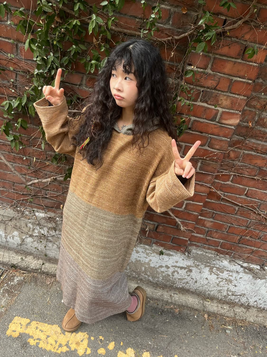 히피 무드 롱 후드 원피스 상품이미지2