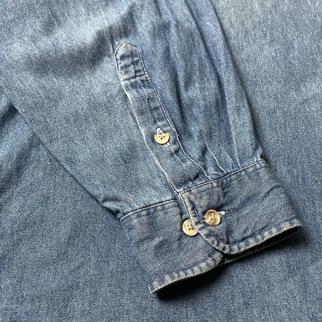 VANHEUSEN 빈티지 코튼 밴드카라 데님 셔츠 A00632 상품이미지6