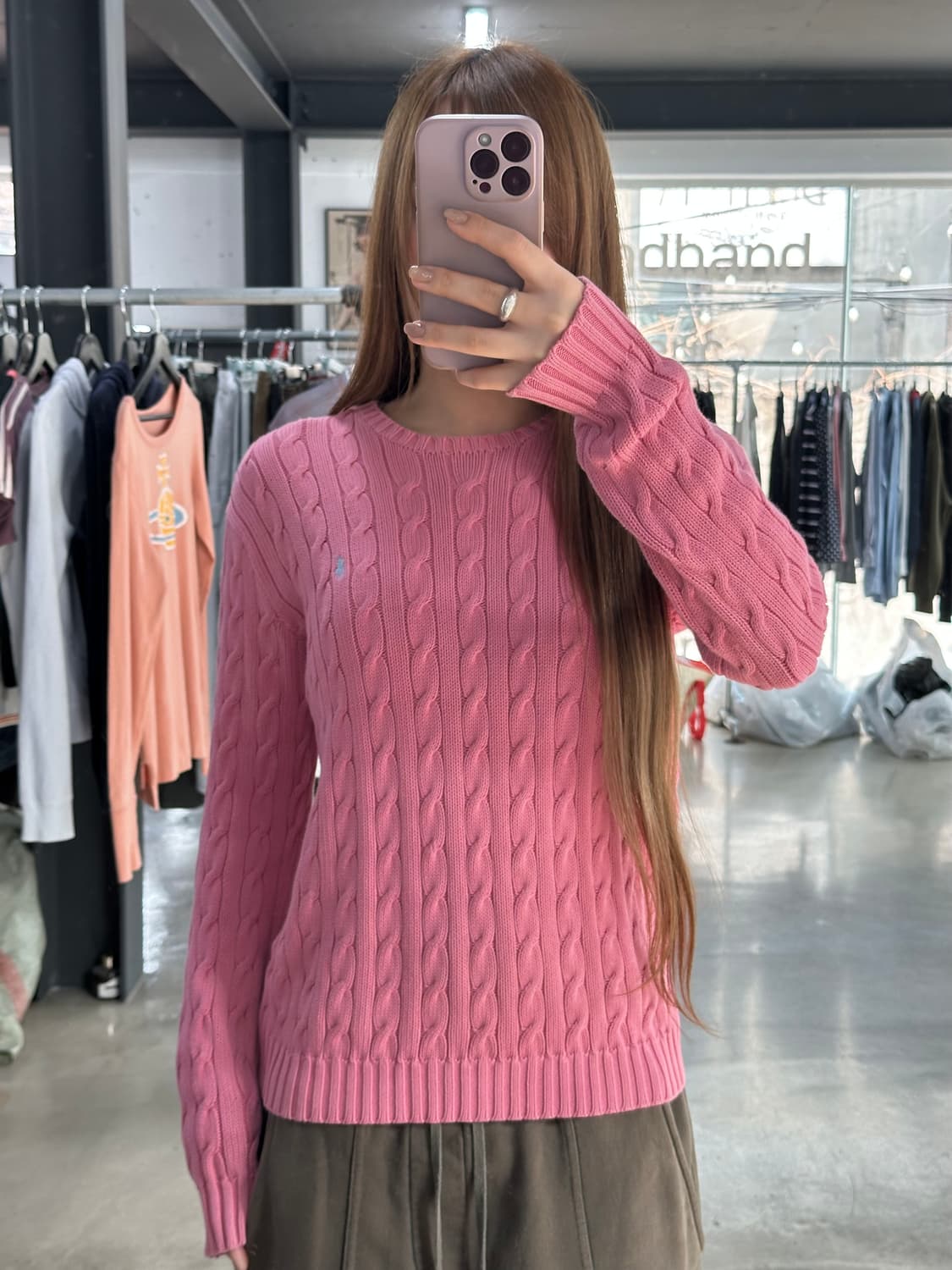 폴로랄프로렌 꽈배기 케이블 니트 핑크 상품이미지2
