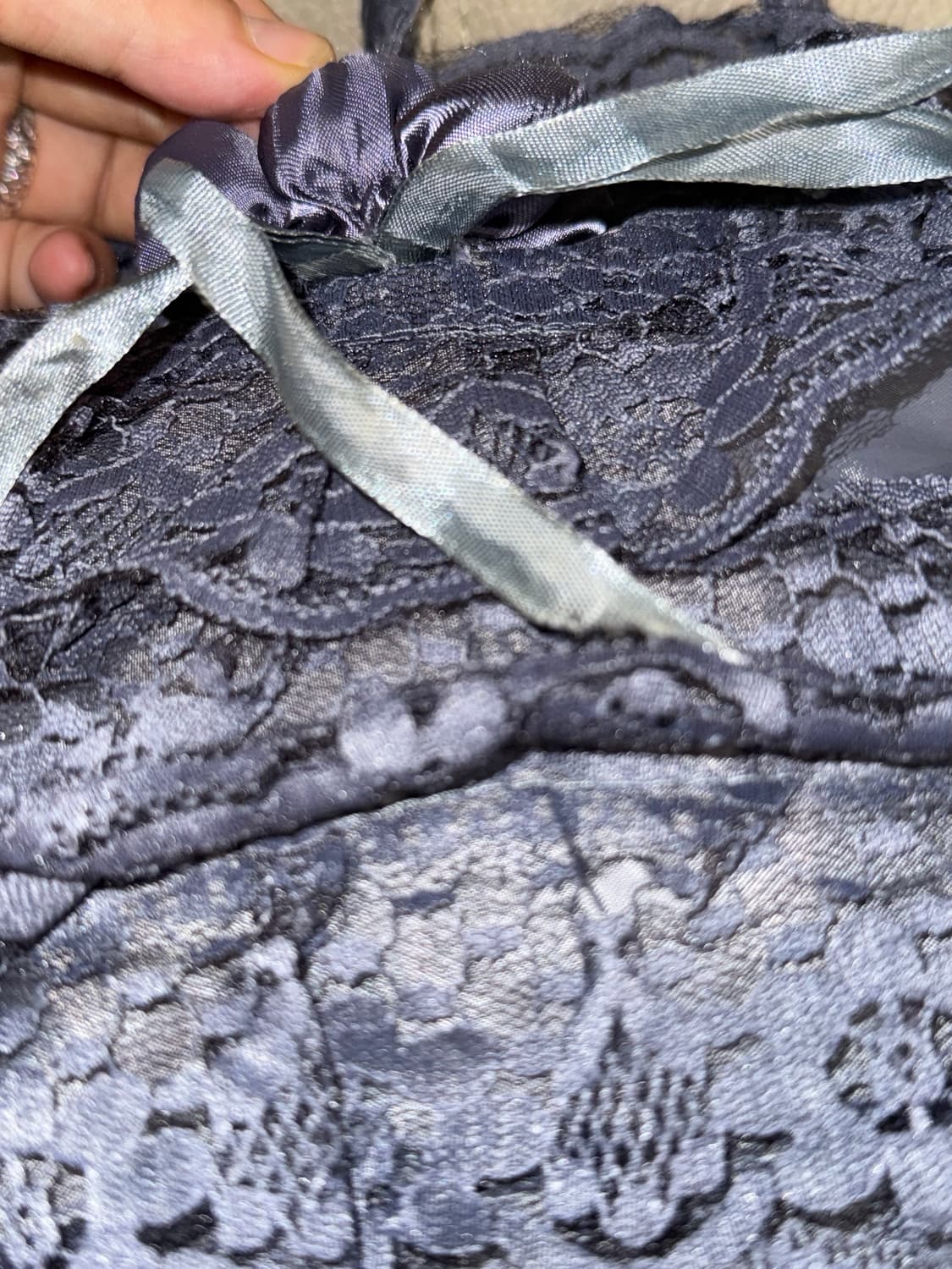 blue grey lace detail tote bag  상품이미지3