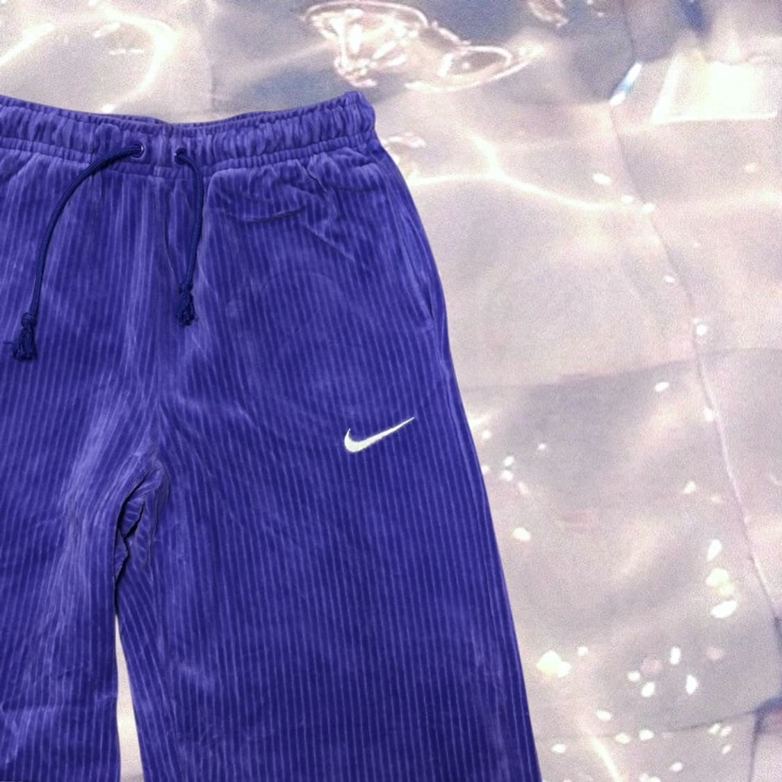 나이키 벨루어 벨벳 밴딩 와이드 팬츠 퍼플 보라 XS  상품이미지4